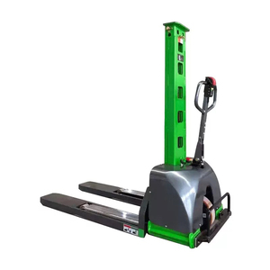 Gerbeur électrique 1 tonne, fourche 1500 mm, mât simple, pneus pleins, utilisation intérieure, commande en position debout, batterie au plomb-acide - Product Image 1
