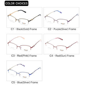 กรอบแว่นตาทรงสี่เหลี่ยมกึ่งไร้ขอบสีเทาแจ็คสำหรับผู้หญิง เลนส์ป้องกันรังสียูวี รุ่น SF9023 ประดับเพชร - Product Image 4