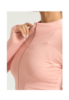 Veste de yoga sans couture légère à manches longues pour femme grande taille avec trous pour les pouces, respirante, extensible, écologique, logo frontal, pour la course à pied