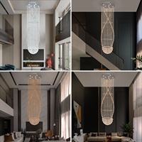 Grande lampe suspendue en cristal de luxe pour hôtels, centres commerciaux, lustre long