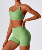 Nouvel ensemble de sport personnalisé 2026 avec logo : Soutien-gorge de sport, débardeur court et short taille haute pour femme – Idéal pour la gym, la course et le yoga