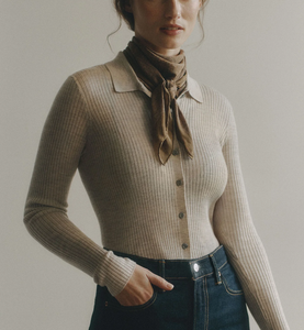 Cardigan en tricot <span class=keywords><strong>chaud</strong></span> pour <span class=keywords><strong>femme</strong></span>, col rabattu personnalisé, mélange de laine, manches longues, sexy, ODM OEM, avec boutons - Product Image 6