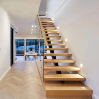 Escalier en colimaçon en verre de villa commerciale Installation facile Escaliers hélicoïdaux en bois d'intérieur Balustrades de qualité mains courantes