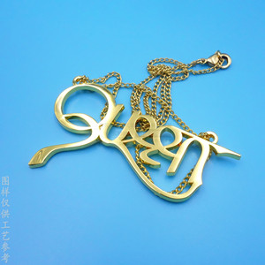 Collar con colgante de letra de aleación de zinc chapado en oro, diseño hueco del alfabeto inglés, para regalo informal. - Product Image 3