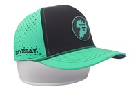 Casquette de course et de golf unisexe en polyester Oxford imperméable à 6 panneaux avec perforations découpées au laser, logo personnalisé imprimé en relief et visière incurvée