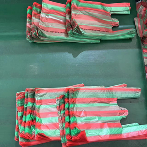 Customizable Colorful Striped Plastic Vest Shopping Bags for Retail Store Promotion