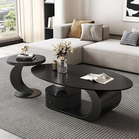 Table basse ovale en métal et pierre, style italien, luxe léger, pour salon, minimaliste, avec espace de rangement, pour petit appartement, nouveauté 2025