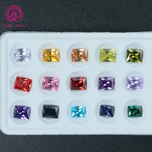 Yingma Synthetic Zircon Gemstone CZ Mixed 15 Colors Rectangle Cut Cubic Zirconia Stone For Sample Checking