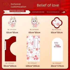 Décoration de scène pour le premier anniversaire de bébé, accessoires de cérémonie Zhou Li, motif floral et de <span class=keywords><strong>dragon</strong></span>, fond en carton KT, décoration murale, photo - Product Image 2