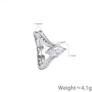 แหวนสแตนเลสทรงวีประดับเพชรซิคอนสองชั้นแบบฝังลายวินเทจ - สง่างามระดับไฮเอนด์ เหมาะสำหรับงานแต่งงานและงานปาร์ตี้ - Product Image 6