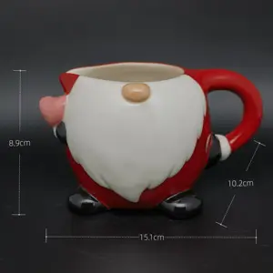 OEM ODM Custom Hand Paint 3D Cute Cups Ceramic Santa Xmas Christmas Mugs