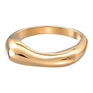 Ready to Ship 18K Gold Plated Vintage Irregular Waterproof Stainless Steel Women's <b>Ring</b> Finger Jewelry - Product Image 5