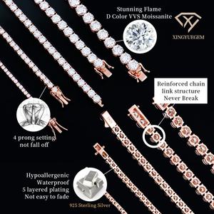 สร้อยข้อมือเทนนิสเงินแท้ 925 ชุบทองคำขาว 18k ประดับเพชรโมอิสซาไนต์เกรด VVS สำหรับผู้ชายและผู้หญิง สไตล์ฮิปฮอป ขนาด 2 3 4 5 6 มม. - Product Image 2