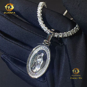 ユニークなデザインアイスアウト火の宗教的なジュエリーヒップホップペンダント925シルバーVVS1 Moissaniteダイヤモンドイエスペンダントチェーンセット - Product Image 6