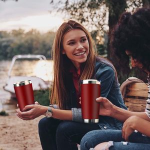 Gobelets isothermes en acier inoxydable 20 oz, réutilisables, à double paroi, avec couvercle, pour boissons chaudes, portables et écologiques - Product Image 2