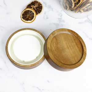 Pot en verre sérigraphié pour la conservation des aliments frais, récipient alimentaire pour la maison et la cuisine, pot à épices, pot à biscuits, pot à thé avec couvercle en bois d'acacia - Product Image 3