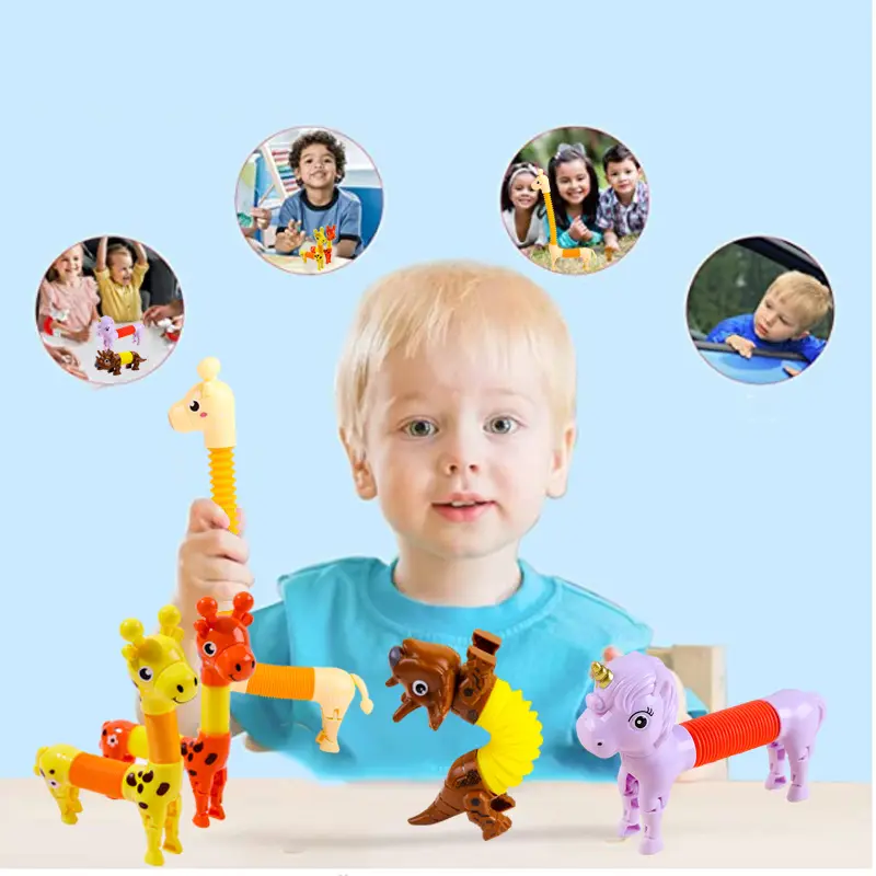 Animal Pop Tube New Arrival Stress Relief Stretch Pop Tube Fidget Toys Animal Pop Tube For Kids