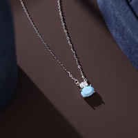 KAAN JEWELRY Luxus Silber Oval Türkis Anhänger Damen Halskette Design Einfach und dennoch exquisit Geeignet für viele Anlässe