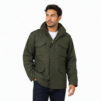 Veste tactique matelassée à col montant zippé en coton et polyester vert olive pour homme, modèle M65, personnalisable OEM ISO