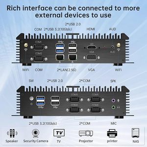 工业迷你电脑 无风扇台式电脑 Core I5-8250U 1.6-3.4GHz Win 11 Pro 16G DDR4 RAM 256G SSD VGA/ 4K 60Hz - Product Image 4