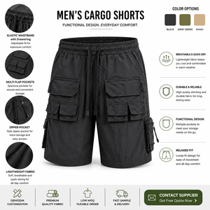 OEM New Style Street Wear High Street <b>Shorts</b> <b>Long</b> Drawstring Elastic FOG Men <b>Cargo</b> <b>Shorts</b> - Product Image 3