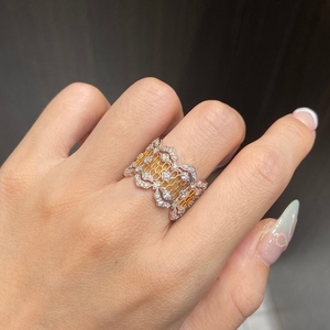 Aazuo – bague en dentelle de luxe en or jaune massif 18 carats avec diamants cultivés en laboratoire de 0,79 ct, style Vingae, pour femmes, pour banquets et soirées haut de gamme - Product Image 4