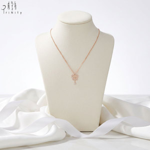 Collier populaire en gros, fait main, brillant, avec fleur, en or rose massif 18 carats, pendentif fleur en diamant naturel véritable - Product Image 5