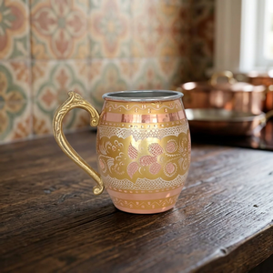 Tasses de voyage en cuivre, chopes à bière, pour boire, artisanat élégant, isolation chaud/froid, écologiques, motifs peints à la main, compatibles lave-vaisselle - Product Image 3