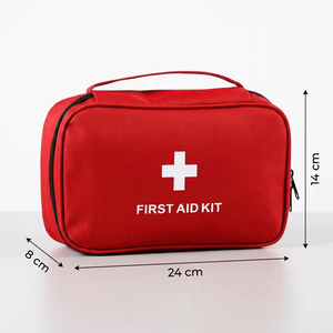 Trousse de survie de voyage avec logo personnalisé, trousse de premiers soins rouge en Oxford, sac de transport portable avec fermeture éclair, étui de rangement médical d'urgence, en stock - Product Image 4