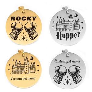 Colgante Redondo Personalizado con Grabado de Guante de Boxeo para Mascotas, Amuleto de Acero Inoxidable para Collar con Nombre, Regalo Personalizado para Amantes de Mascotas - Product Image 1