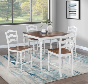 5 Piece Counter-Height <b>Dining</b> Set with Oak <b>Top</b> <b>Table</b> and 4 Ladder Back Chairs - Product Image 1