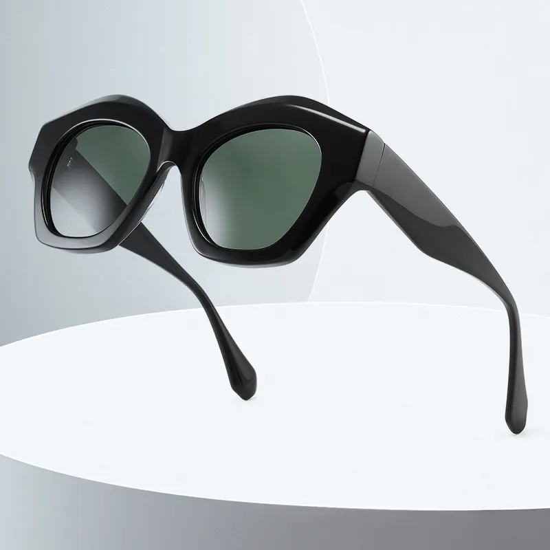 Quá Khổ Cat Eye dày handmade Sunglasses thiết kế thương hiệu Acetate phụ nữ Sun Glasses phân cực lớn người đàn ông da đen Eyewear chất lượng hàng đầu