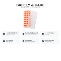 Bac à glaçons en silicone personnalisé Coeur patte de chat 24 compartiments 2 formes couvercle PP sans BPA congélateur à libération de pop OEM ODM cadeau de fête