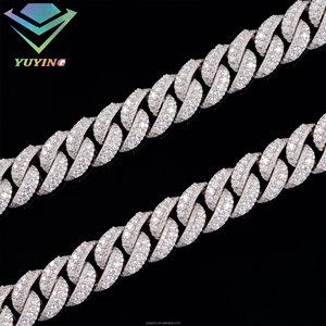 Chaîne de luxe incurvée en diamants glacés, moissanite VVS, plaqué or, argent sterling 925, certificat GRA, passe le testeur de diamants. - Product Image 2