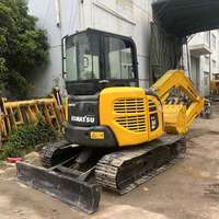 Mini-excavatrice sur chenilles d'occasion Komatsu PC50MR, petite pelle hydraulique d'origine japonaise PC50MR pour jardinage et travaux en espace restreint