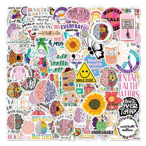 100 p/pack récompenses Phrases autocollants pour bouteilles d'eau Skate Board <span class=keywords><strong>personnalisé</strong></span> Graffiti santé mentale connaissances éducation autocollants - Product Image 1