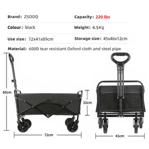 Collapsible Portable Picnic Fold Wagon Outdoor Camping Utility Folding Trolley Heavy Duty Large Capacity Wagon <strong>Cart</strong> - Product Image 3