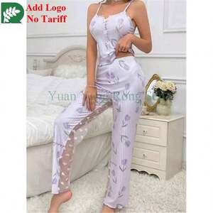 Lettere traslucide Love Heart stampa allegra <span class=keywords><strong>pigiama</strong></span> da <span class=keywords><strong>donna</strong></span> con scollo a v Top Amp pantaloni lunghi a due pezzi <span class=keywords><strong>pigiama</strong></span> da <span class=keywords><strong>donna</strong></span> - Product Image 5