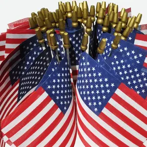 Hand Held American Flags on Sticks 60-Pack