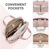 Bolsa de ordenador portátil de alta calidad para exteriores, bolsa de hombro multifunción resistente al agua, color rosa, para viaje y negocios