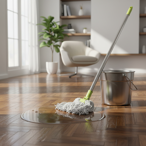 Gizmop 375 Gr Mopa Húmeda de Microfibra con Bucle de Algodón para Parquet y Suelos de Madera Natural, Autoescurrible, Acero Inoxidable, Rápida Absorción - Product Image 3