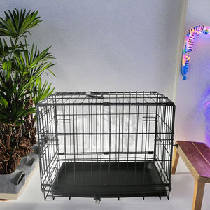 <span class=keywords><strong>Cage</strong></span> pour chien Offre Spéciale <span class=keywords><strong>Cage</strong></span> pour chien recouverte de poudre noire facilement propre caisse pliable pour animaux de compagnie plateau en plastique pour l'intérieur et l'extérieur boîtier en fer - Product Image 1