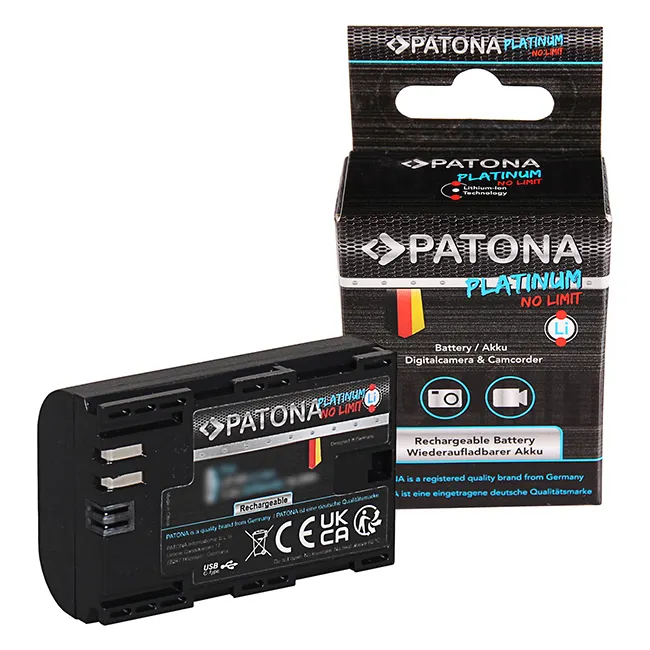 Baterai PATONA Platinum Portabel untuk Canon LP-E6 LPE6 60D 70D 5D 6D 7D Mark III dengan Input USB-C