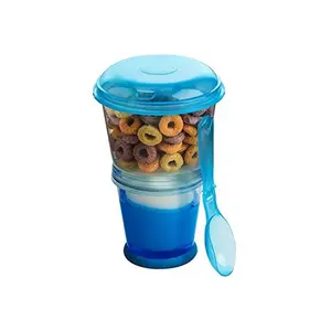  Cereal On The Go, Cup Container Breakfast Drink Milk Cups  Portable Yogurt and Travel To-Go Food Containers Storage With Spoon(Red) :  Home & Kitchen