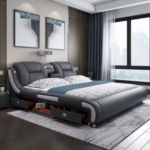 <span class=keywords><strong>Letto</strong></span> Matrimoniale Moderno di Lusso in Pelle, Regolabile, Elettrico, con Massaggio, Imbottito, con <span class=keywords><strong>Materasso</strong></span> e Struttura, Design TV Integrato - Product Image 3