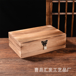 Wooden Desktop Storage <b>Box</b> Rectangle Lockable Jewelry <b>Box</b> <b>Makeup</b> Organizer Rustic Style - Product Image 4