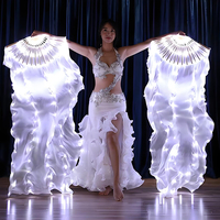 Éventail en soie LED chinois de 1,5 mètre pour la danse du ventre, éventail lumineux coloré pour femmes, fournitures de danse pour le Nouvel An