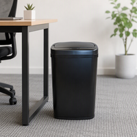 Poubelle rectangulaire 30L en acier galvanisé à capteur, avec couvercle, alimentée par piles, pour la maison et la cuisine – Meilleure vente
