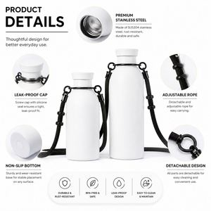 Custom Logo 350ml 500ml Gift Stainless Steel Vacuum Flask Sports Gym Outdoor Insulated Milk <b>Water</b> <b>Bottle</b> with Rope Handle - Product Image 4