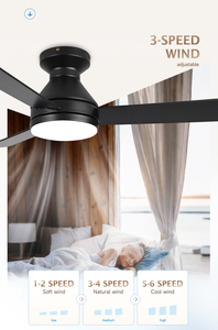 Hiện đại thông minh 42 inch 3 Blades Đen DC Motor LED quạt trần với ánh sáng và điều khiển từ xa cho nhà phòng khách hoặc phòng ngủ - Product Image 3